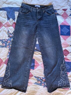 Angels kiss low rise flame jeans